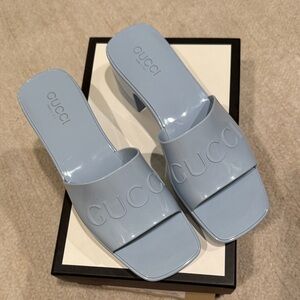 Gucci Women's Light Blue Rubber Slide mules